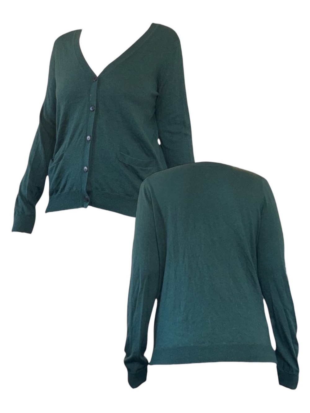GAP Dark Green V-Neck Button-Front Cardigan